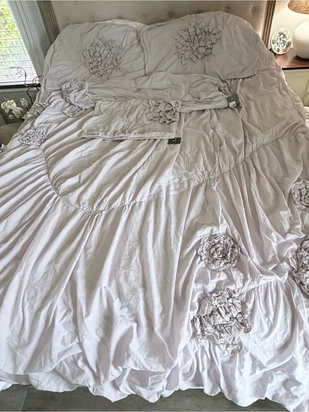 RESTORATION HARDWARE Queen Lilac Fleur Duvet Comforter 4 Pillow Shams $565.00!
